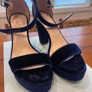 Dee Keller Navy Velvet Ramsay Platform Heels